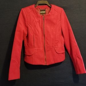 Express Waist-Length Women's Jacket – Crimson Red Zip Front Perfect Layer Piece